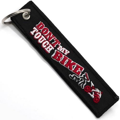 Motorrad Schlüsselanhänger - Geschenk für Motorradfahrer Schlüsselanhänger Stoff DON´T TOUCH MY BIKE, Motorrad Zubehör - Originelle Schlüsselanhänger - Originelle Geschenke für Motorradfahrer