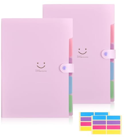 KONVINIT Fächermappe Dokumentenmappe a4 Mappe mit Fächern Document Organizer mit Schnalle Kunststoff Organizer Mappe mit Etiketten,Mappen Ordnersystem,2 Stücke