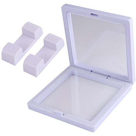 TOGEVAL Schmuck Organizer Schwimmendes Etui 4 Weiße Boxen 11x11cm Kunststoffrahmen Mit Transparenter Membran Für Halsketten Ringe Armbänder Schmuckvitrine Aufbewahrung Für Frauen