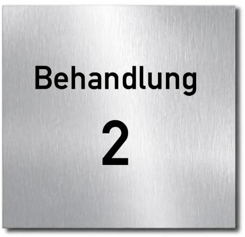 Türschilder24 • Schild Behandlung 2 • Aluminium Verbund • Praxisschild | Türschild 120 x 120 x 3 mm, selbstklebend, kratzfester Druck, minimalistisch, elegant, 100% Made in Germany