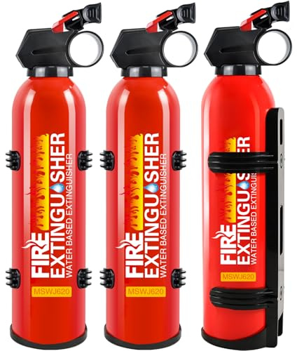 Fire Extinguisher for Home, 3Pack Car Fire Extinguisher with Mount, 4 in 1 Portable Kitchen Fire Extinguisher for A, B, C, K Category, 620ml Water-Based Fire Extinguisher for Truck Boat Home Office