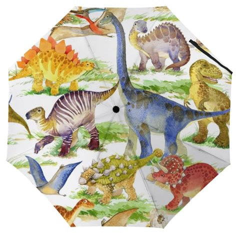 YBQLNP Kompakter Reise Regenschirm Dinosaurier Taschenschirm Automatisch Auf Und Zu Faltbarer Sonnenschirm