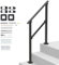 VEVOR Barandilla de Escalera para Pasamanos de Escalera de 2-3 Escalones con Kit de Instalación Tubo Cuadrado de Acero al Carbono para Personas Mayores, Escalones de Concreto, Porche, Patio, Negro