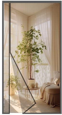 MAGICDOOR Moustiquaire Magnétique 240x220cm-Gris en Fibre de Verre | Ouverture Latérale Rideau de Porte Antimoustique Maillage Fine sans Perçage Moustiquaire Aimantée pour Salon Chambre Coucher