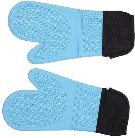 STOBAZA Heat Resistant Cooking Gloves 2-piece Non-slip Silicone Oven Mitts for Kitchen Use