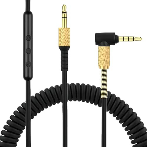 LEIBOCHAO Ersatz-Audiokabel Kompatibel mit Marshall Major 1/Major 2/Major 3/Marshall Monitor-Kopfhörern, Mikrofon und 3,5-mm-Lautstärkeregler (Schwarz)