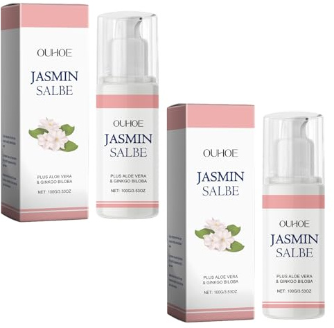 2 Stück Jasminsalbe Augenringe Schlupflider Jasmin Salbe Augen mit Collagen Aktiv Jasminsalbe und Aloe Vera Gegen Tränensäcke Gegen Falten Schlupflider und Augenringe