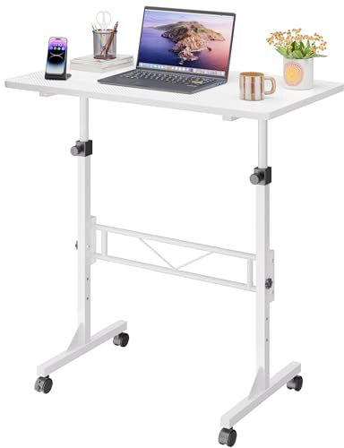 Höhenverstellbarer Schreibtisch mit Rollen, Tisch Computertisch Stehpult Schreibtisch Höhenverstellbar für Walking Pad Laufband für Zuhause, PC Tisch Klein für Home Office, 80 x 40 cm, Weiß