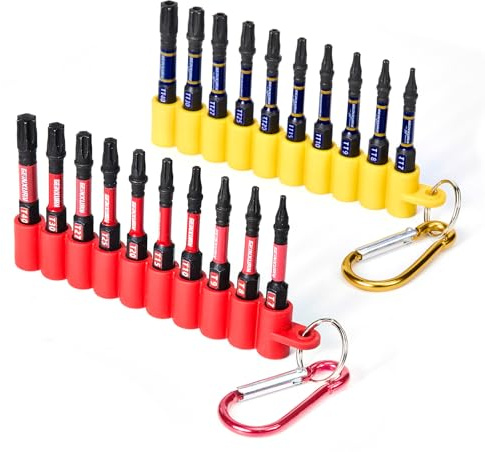 Lot de 20 Embouts de Vissage Torx Résistants aux Chocs 50 mm T7-T40/TT7-TT40 Magnétique Torx à Trou Étoile Embout de Tournevis pour Visseuse Tige Hexagonale 1/4” avec Bandes Souples à Suspendre