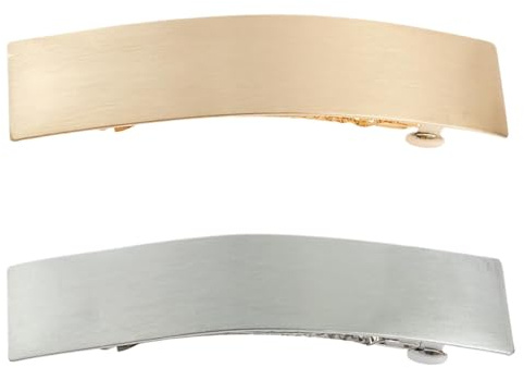 Huayeex Barrettes françaises pour cheveux épais – Barrettes rétro pour événements formels | Pinces à cheveux rectangulaires tendance en métal doré argenté pour femmes et filles