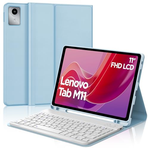 IVEOPPE Wireless Keyboard Case for Lenovo Tab M11 11 Inch 2024, Blue | Slim Keyboard for Lenovo Tab M11 2024, Detachable Bluetooth Keyboard for Lenovo Tab M11 (TB330FU/TB330XU), QWERTY Keyboard