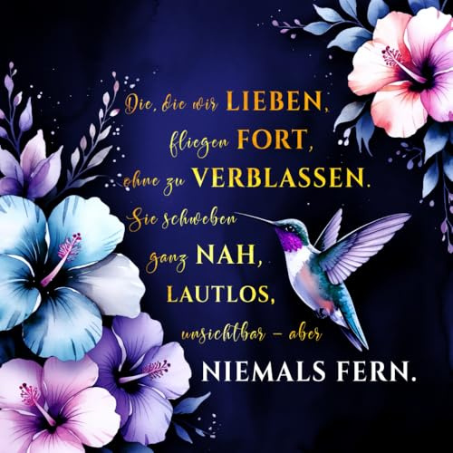 Gedenkbuch zur Trauer – Kondolenzbuch mit 120 Leerseiten für Beerdigung, Abschied oder Trauerfeier | 21 x 21 cm | Softcover mit Kolibri-Motiv