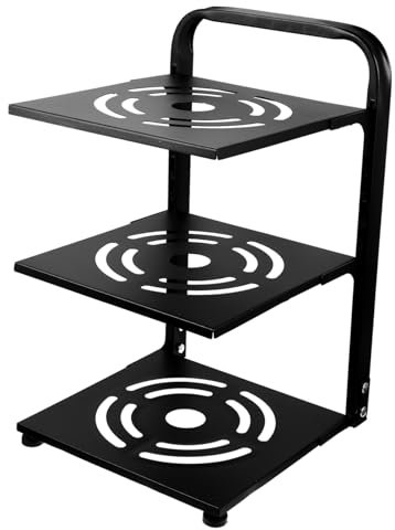Hemobllo Organizador de Sartenes Soporte Práctico para Ollas y Platos de 3 Niveles Negro de Acero al Carbono Ajustable y Resistente para Encimera de Cocina