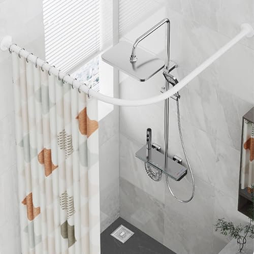 Serenitison Asta per Tendas da Doccia Forma di L,Bastone Tendas Doccia Angolare,Asta per Doccia in Acciaio Inox,Asta da Bagno a ventaglio,Ispessita e Rinforzata,Antiruggine,per Spogliatoio e Bagno