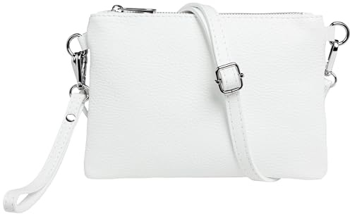 Caspar Kleine Leder Clutch Damen Umhängetasche Abendtasche mit verstellbarem Schultergurt & Handschlaufe - CLASSIC LINE - Modell No.852 - Made in Italy