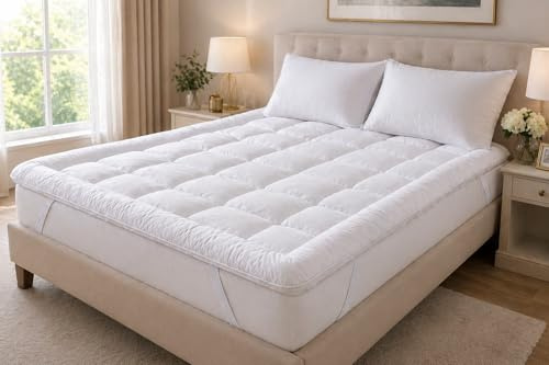 Extra Thick Hotel Quality Box Stitched Microfibre Mattress Topper 10cm – Super Soft Heavy Fill, Orthopaedic Comfort, Anti-Allergy, Hypoallergenic, Breathable & UK Made (Single)