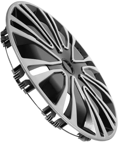 ERINGOGO Enjoliveur de Roue 13 Pouces Cache-moyeux Décoratif en PP Argenté Noir Protection Débris et Eau pour Jantes Automobiles