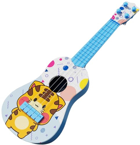 Joygoodta Ukulele für Kinder, Tier-Cartoon-Stil, 4-saitige Kleinkind-Ukelele für Anfänger mit Anleitung und Plektren, stimmbare, ergonomische, frühpädagogische Kindergitarre, Geschenke für, Blau