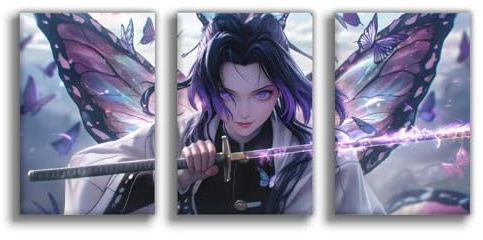 3 Stück Anime Demon Leinwand Poster Shinobu Kocho Wand Kunst Ästhetische Slayer Dekor Für Zuhause Wohnzimmer Schlafzimmer Schlafsaal Ungerahmt 08x12inch(20x30cm)