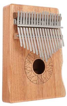 LRXIYODE Kalimba Portátil Teclas Piano Pulgar Madera Natural para Principiantes con Soporte Forma de Flor Fácil de Usar Regalo Musical