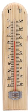 Oreilet 2026 Nuovo Termometro da Parete, Termometro da Esterno per Interni in Legno con Display in Grassetto da -40 a 120 ℉ da -40 a 50 ℃ per Serra Domestica Magazzino Giardino