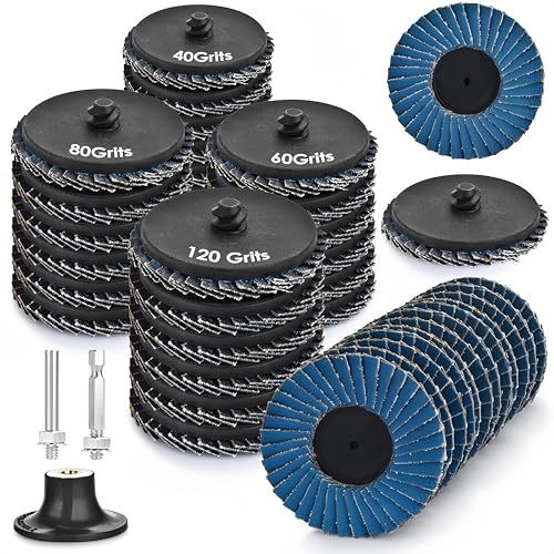 24PCS Die Grinder Sanding Discs, 2 Inch Roll Lock Flap Wheel Set – 40/60/80/120 Grit with 1/4” Holder for Metal Grinding, Rust & Stock Removal, Polishing