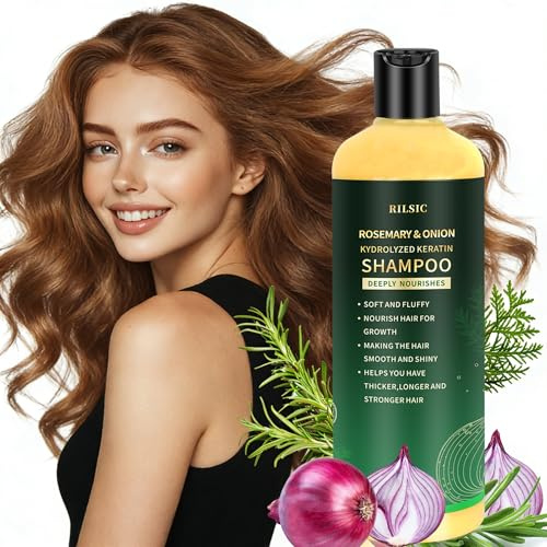 500 ml rosmarin & lökschampo för hårväxt, naturligt rosmarinschampo mot fet hår, rosmarin hydrolyserat keratin-schampo för håravfall, fint hår, kvinnor och män