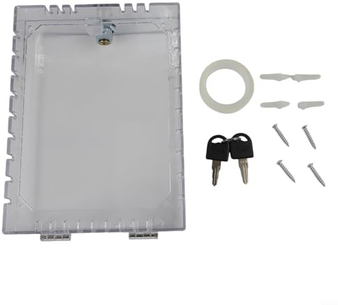 Transparent Thermostat Lock Box with Key for Wall Mounted Units, PC Plastic Security Cover with Ventilation, Fits Most 5x7x2.3 Inch Devices