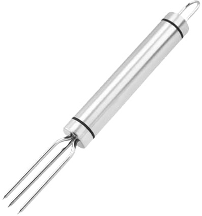 Fourchettes à pomme de terre en acier inoxydable pour fêtes de famille, accessoire de barbecue idéal avec design à trois dents pour cuisine d'extérieur (blanc, 18,8 x 2 cm)