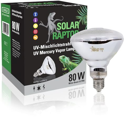 Econlux SolarRaptor, UV Mischlichtstrahler, Lampe mit Licht, UV und Wärme, Licht für Terrarienbewohner, PAR38, Fassung E27, 80W, Silber, 1 Stück (1er Pack)
