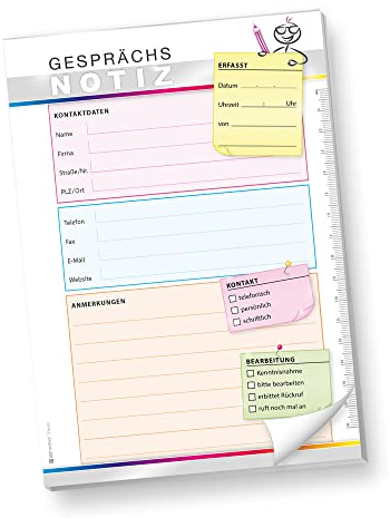 tatmotive Gesprächsnotiz Block A5 (10 Blöcke) Notizblock Telefonnotiz Anrufnotiz