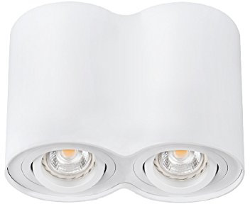 SET: LED Aufbauspot 2x GU10, Schwenkbar LED Deckenaufbauleuchte, Aluminium Aufbauleuchte Rund Weiss + 2x 4W GU10 LED LAMPE, LumenTEC