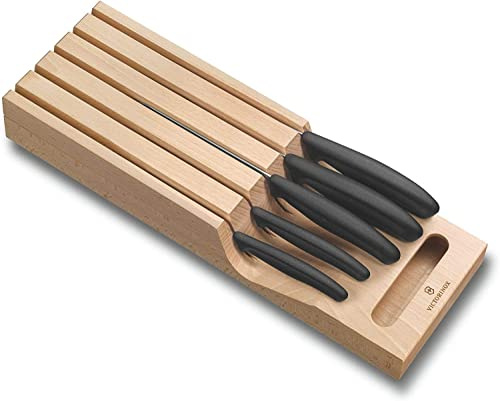 Victorinox in-Drawer Knife Holder, Contains 5 Kitchen Knives, Practical Storage, Swiss Made, Beige