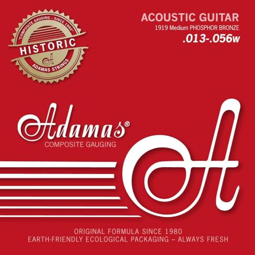 Adamas Saiten Satz für Akustikgitarre Historic Reissue Phosphor Bronze, massives Messing ball-end Medium .013-.056