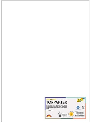 folia 6300 - Tonpapier weiß, DIN A3, 130 g/qm, 50 Blatt - zum Basteln und kreativen Gestalten von Karten, Fensterbildern und für Scrapbooking