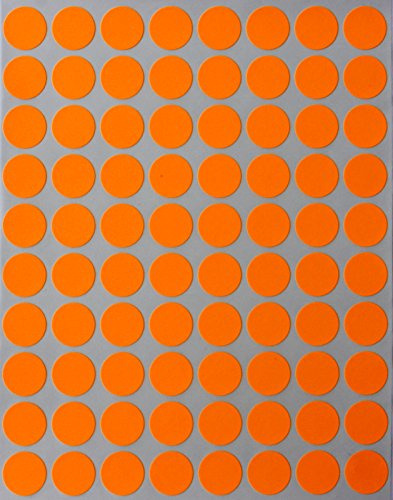 Farbcodierung Etiketten Neon Orange 13mm runde Aufkleber – 1,3cm Klebepunkte 1200 Stück von Royal Green