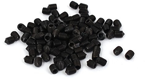 sourcing map Vis Pointeau Conique pour Poignée de Porte Vis Sans Tête Hexagonale M3x4mm acier carbone classe 12.9 100PCS