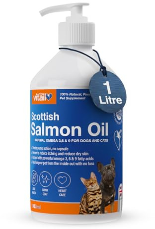 Zipvit Scottish Salmon Oil for Dogs & Cats, Supports Healthy Skin & Coat,Immunity, Joint & Brain Health, Naturally Rich in Omega 3, 6 & 9 (1 Litre)