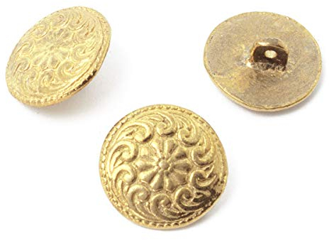Vehi Mercatus 5er Set Mittelalter Knöpfe aus Messing Gold