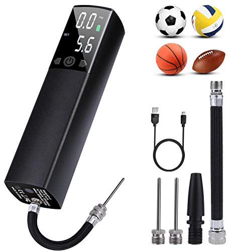 Deeplee Pompe à ballon électrique avec affichage numérique LED, alimentée par batterie pour football, basket-ball, volley-ball, rugby, ballons et bouée de natation
