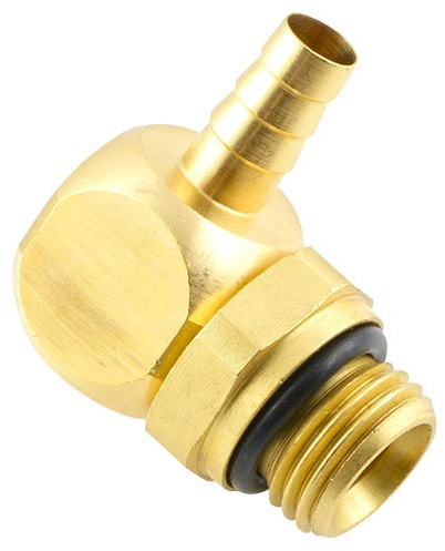 Fittingteile - Schwenkbare L-Stecknippelverschraubung Schlauchtülle Drehbar Messing (Gewindegröße: M5 - Schlauch Ø innen: 3 mm)
