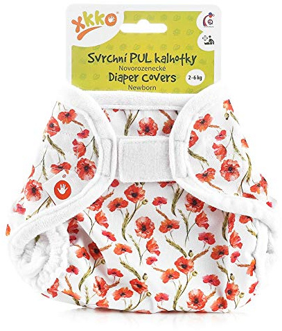 XKKO - Überhose (PUL) - Newborn (2-4 kg) - Rote Mohnblumen
