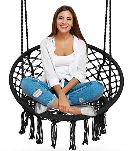 Sofotel Hängesessel Schaukel schwarz Garten Boho mit Kissen Sosessel