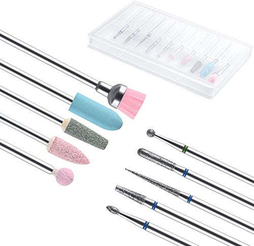 JeoPoom Punte Fresa Unghie[10 Pcs], Nail Drill Bits Set, Kit Trapano Elettrico per Unghie, Set Manicure Pedicure, per Unghie Acriliche, Gel E Naturali, Manicure, Pedicure, Cura Delle Unghie