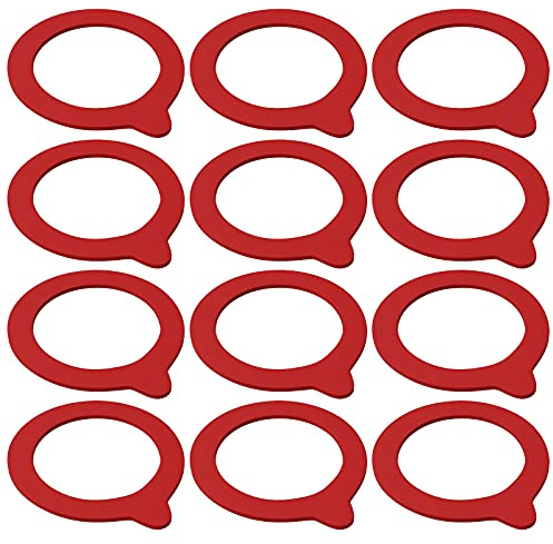 WELLGRO 12x Dichtringe für Einmachglas mit Bügelverschluss, Farbe:Rot, Stückzahl:12 Dichtringe