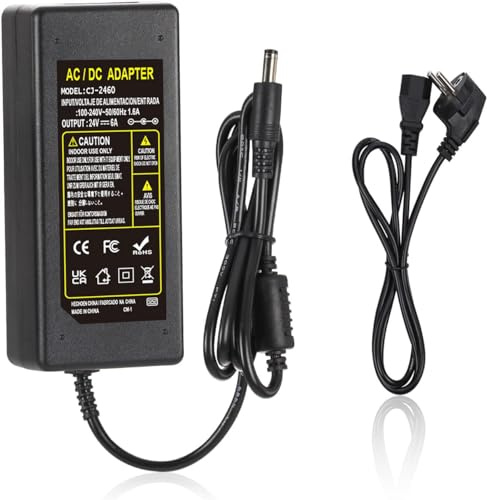 Adattatore di alimentazione 24V 6A, alimentatore LED 100-240V AC/DC trasformatore trasformatore 5.5mm x 2.1mm DC Output Socket Alimentatore universale 24V 144W
