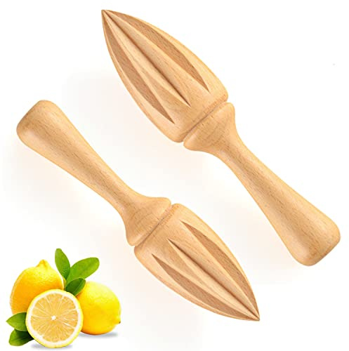 Toaazhy 2 Stück Zitronenpresse, Hand-Zitruspresse, Holz-Zitronenpresse, Handwerkzeug, manuelle Holz-Zitrusreibahle für Obst, Limette, tägliche Küche, Werkzeug, Bar, Café, Restaurant