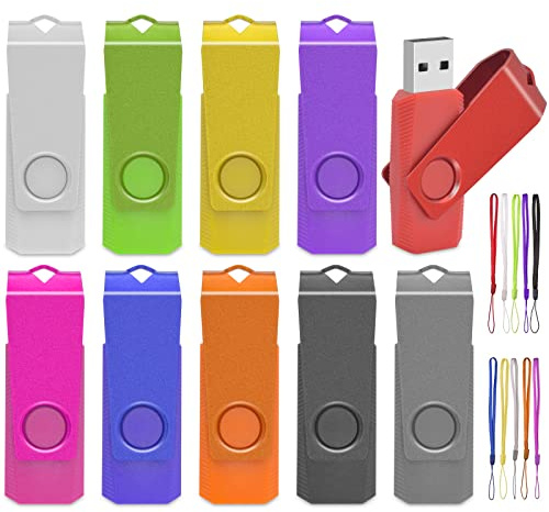 AreTop - Memoria USB 2.0 (4 GB, 10 unidades, memoria USB 2.0, alta velocidad, con cordón, memoria para PC, ordenador, ordenador portátil, coche