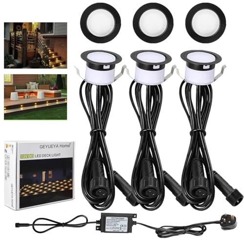 GEYUEYA Home LED Decking Lights Warm White,Ø31MM LED Plinth Lights Kit Deck Lighting for Terrace/Patio/Path/Deck/Garden-6 Pack
