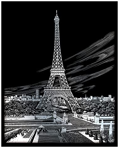 Pracht Creatives Hobby Royal & Langnickel - Kratzbild Eiffelturm, Silber, Kratzbilder für Kinder und Erwachsene, mit Kratzstift und Vorlage